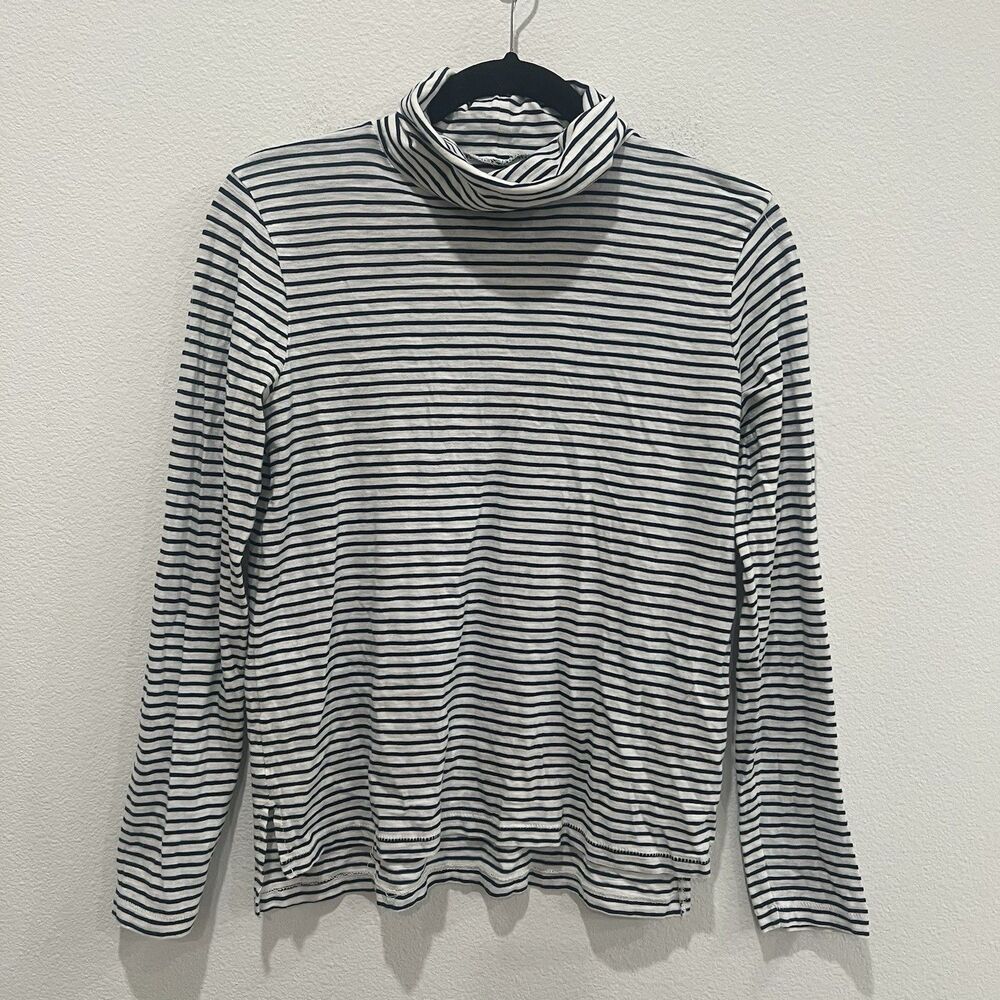 Madewell Striped turtleneck Long Sleeve Tee Small Preppy Fall Lightweight Casual
